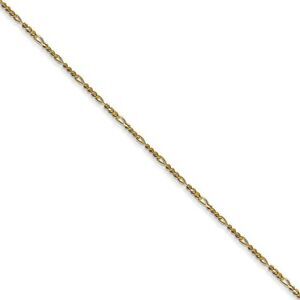 1.25mm 10k Yellow Gold Flat Figaro Chain Necklace, 18 Inch